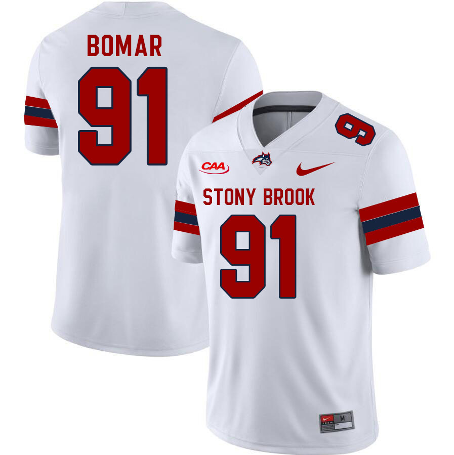 Stony Brook Seawolves #91 Davon Bomar College Football Jerseys Stitched Sale-White